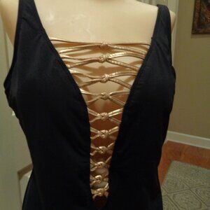 Gorgeous sexy swimsuit in black with rose gold 18W one piece never worn NWT